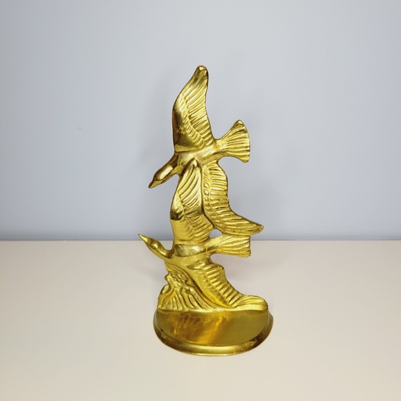 Solid Brass Flying Burds Book End Vintage Made in Tiawan 8" - Picture 2 of 9
